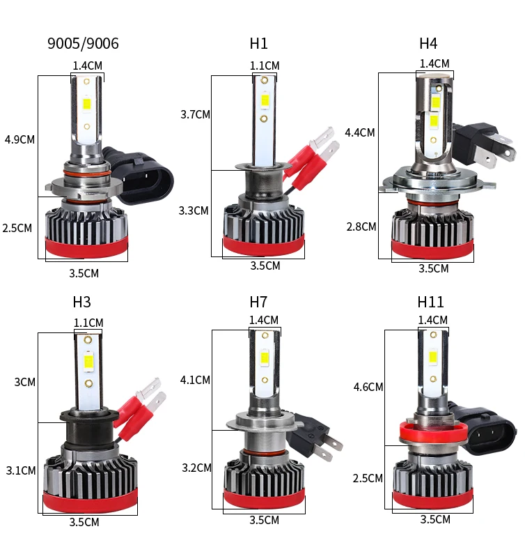 Auto Parts Led Csp 3570 Chip Led Head Light With Fan H1 H3 H7 H11 9005 9006 9007 H4 42000lm Led Headlight Bulb C-GT3
