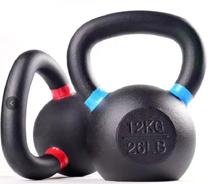 Cheap hot sale top quality black cast iron grip dumbbell set adjustable kettlebell with color ring