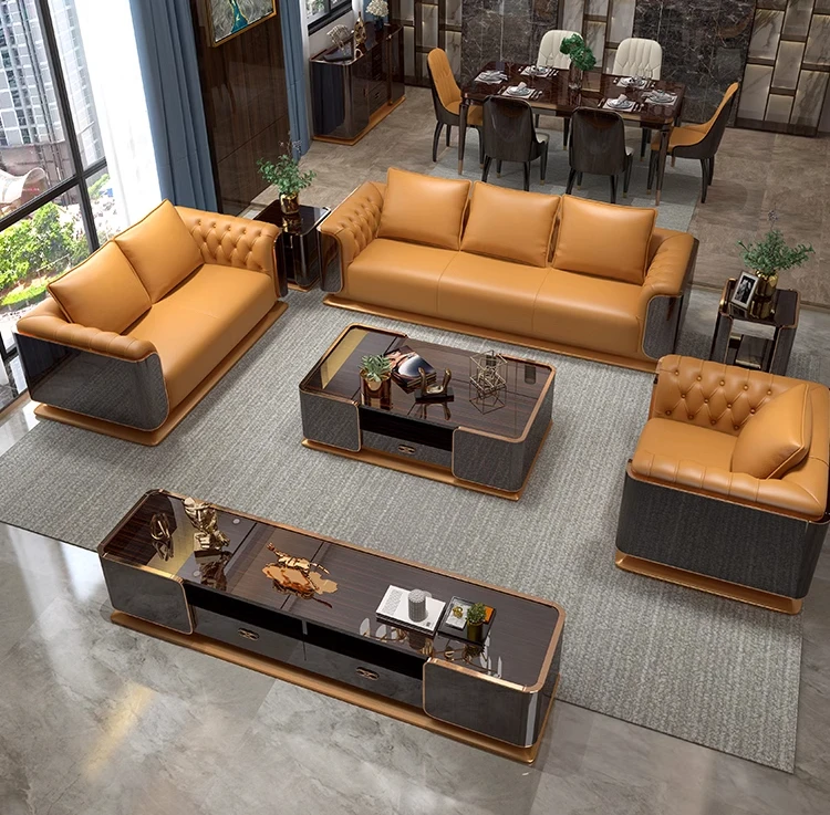 Luxury Living Room Sofa Set with Armrest Italian Style