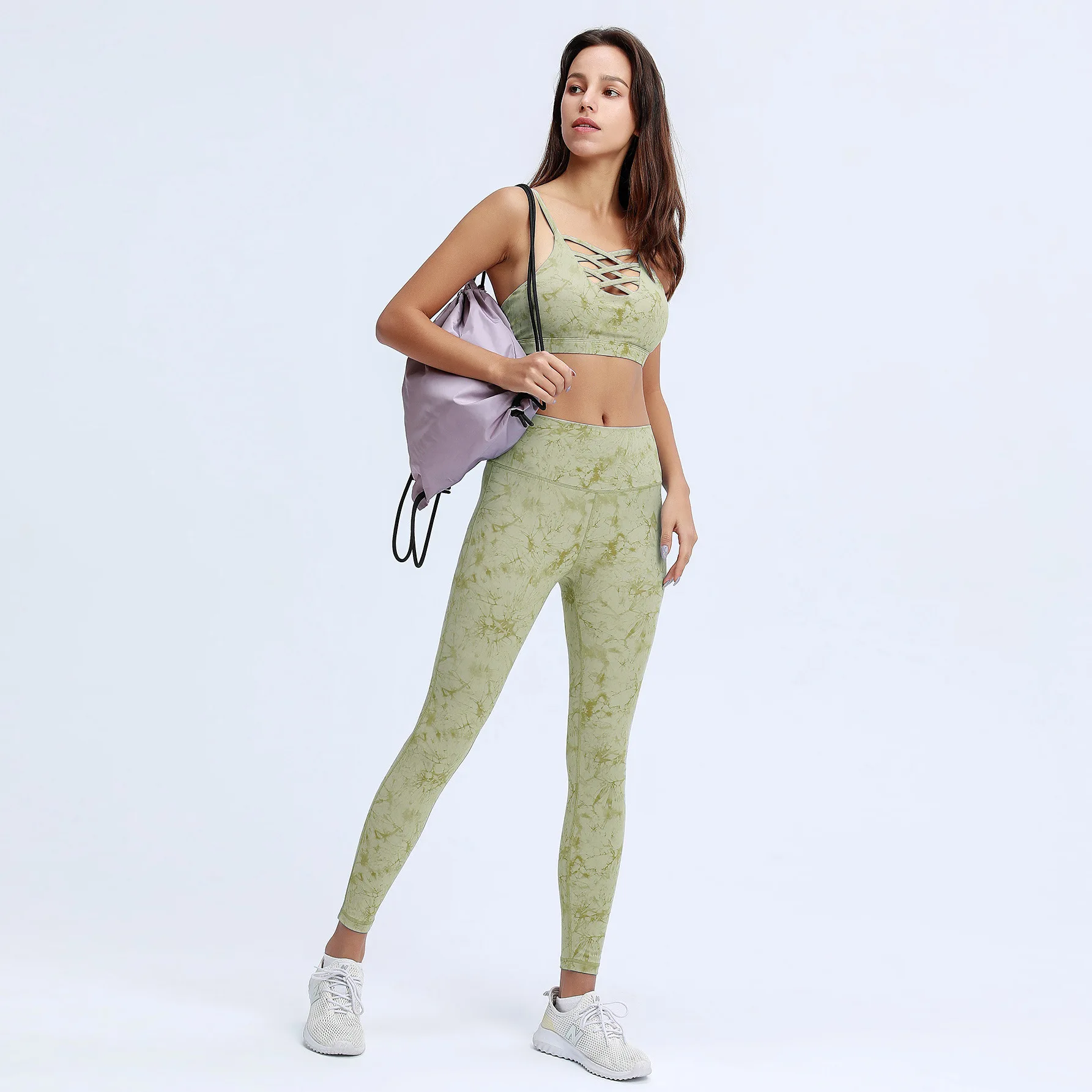 Seamless Yoga Set Women Fitness Clothing Padded Sports Bra Long Sleeve Crop Top Knitted High Waist Leggings Sportswear Gym Set