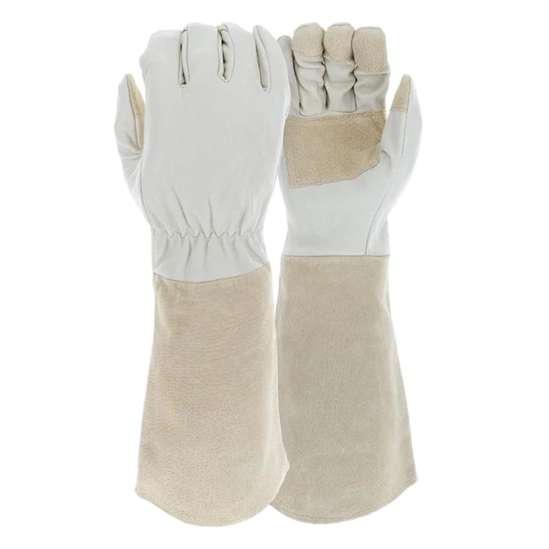 wholesale pig skin leather women gardening work long sleeve rose pruning gauntlet Large Unisex Leather garden gloves