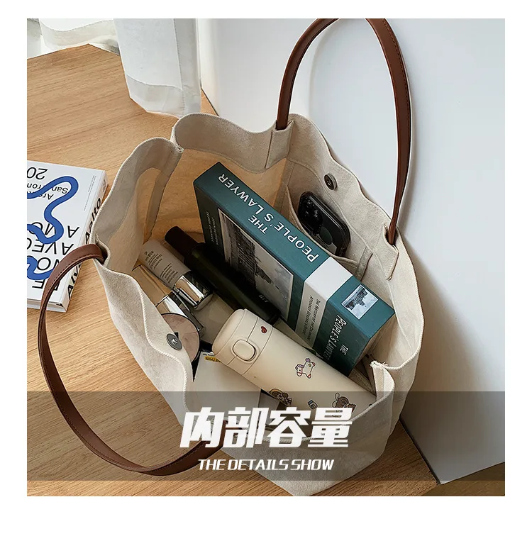 Personalized Heavy Duty Canvas Tote Bag Wholesale Monogrammed Canvas Handbags With Leather Strap