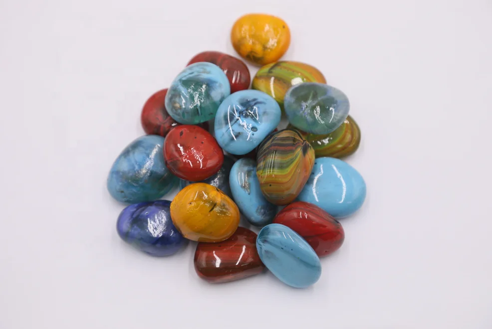 Mixed color dazzling glass rainflower stone color pavers Natural black cobblestone garden aquarium decorative cobblestone price