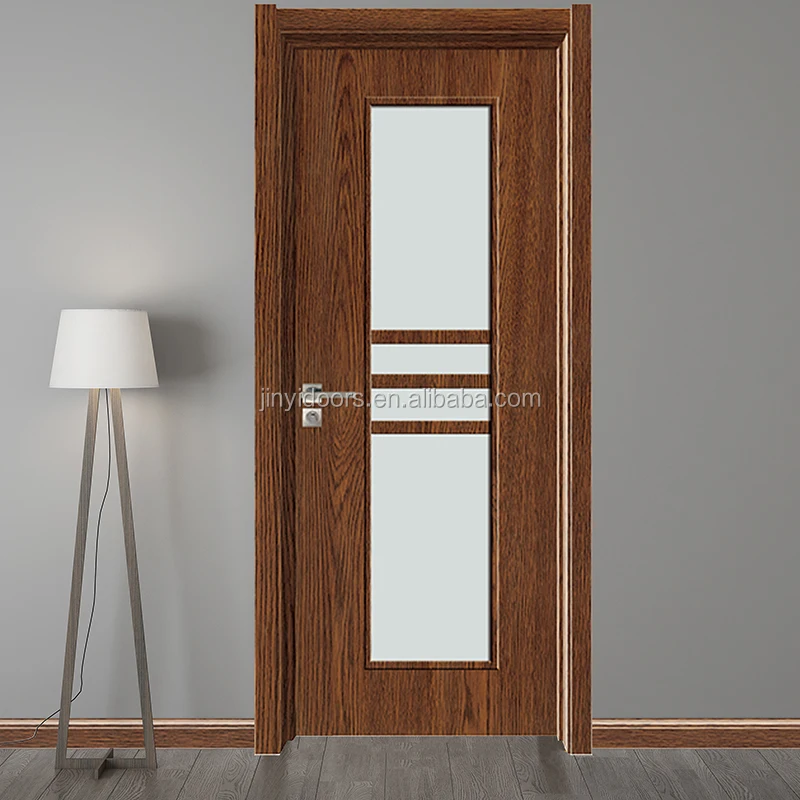2022 JINY Chinese Manufacturer Cheap Price Interior Wooden Door Hollow Core Flush Door Design for Bedroom With Glass Design