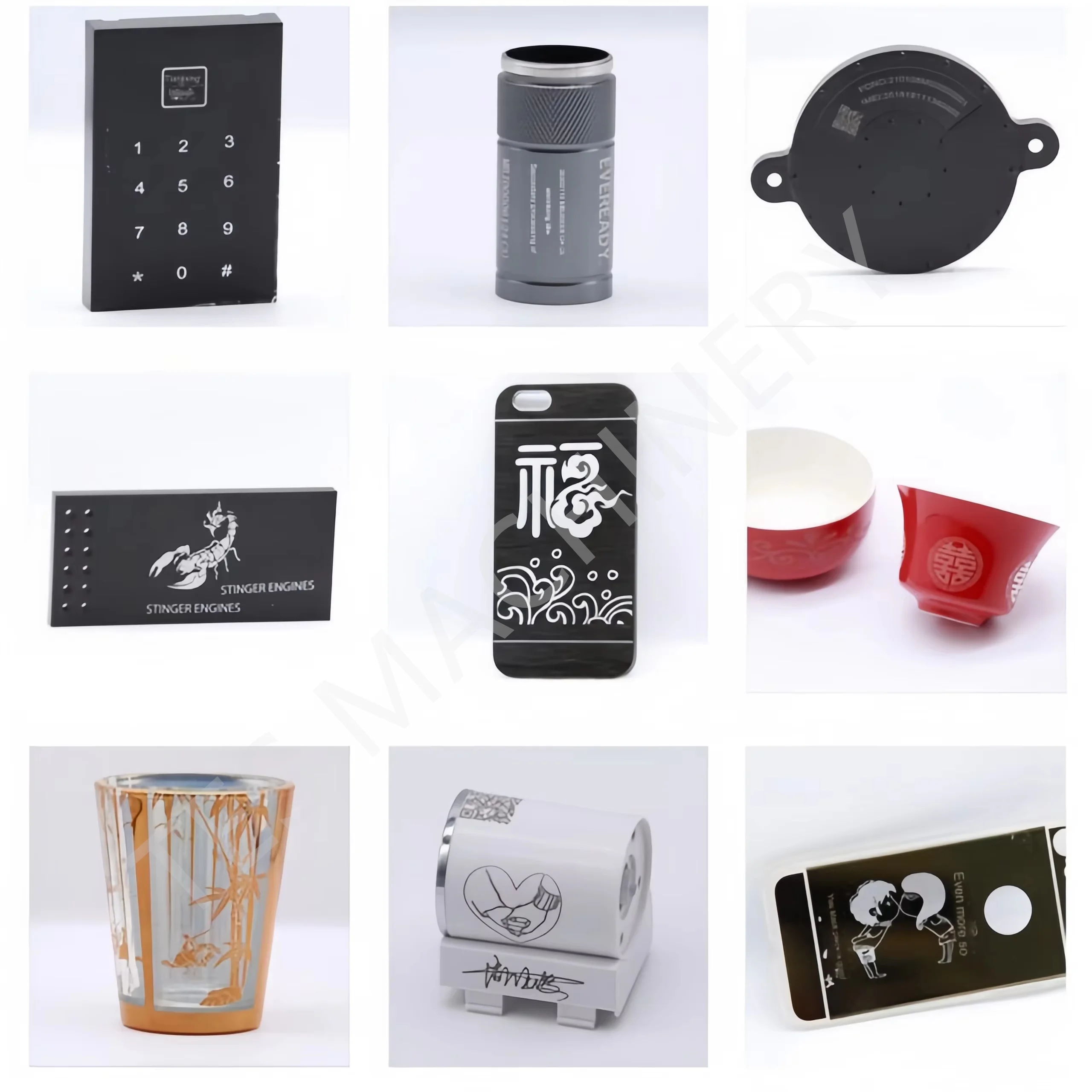 Auto focus cabinet integrated paper card plastic wood leather acrylic metal nameplate QR code date text laser engraving machine