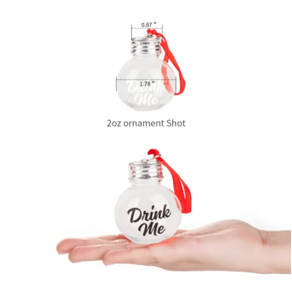 Christmas Booze Balls Christmas Fillables Booze Tree Ornament Plastic Xmas Ornaments Ball with Stickers for Home Holiday decor