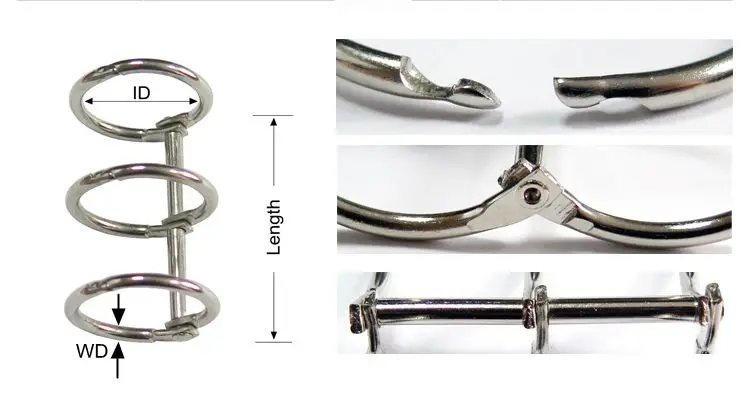 Wholesale 1 Inch Diy Spine Custom Book Binding Folder Gold Desk Calendar Three Hole Notebook Clip Metal Leaf Loose 3 Binder Ring