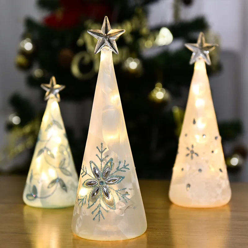 Hand-Painted Glass Crafts With Led Light For Tabletop Home Decorations Gift Christmas Glass Angel Ornament