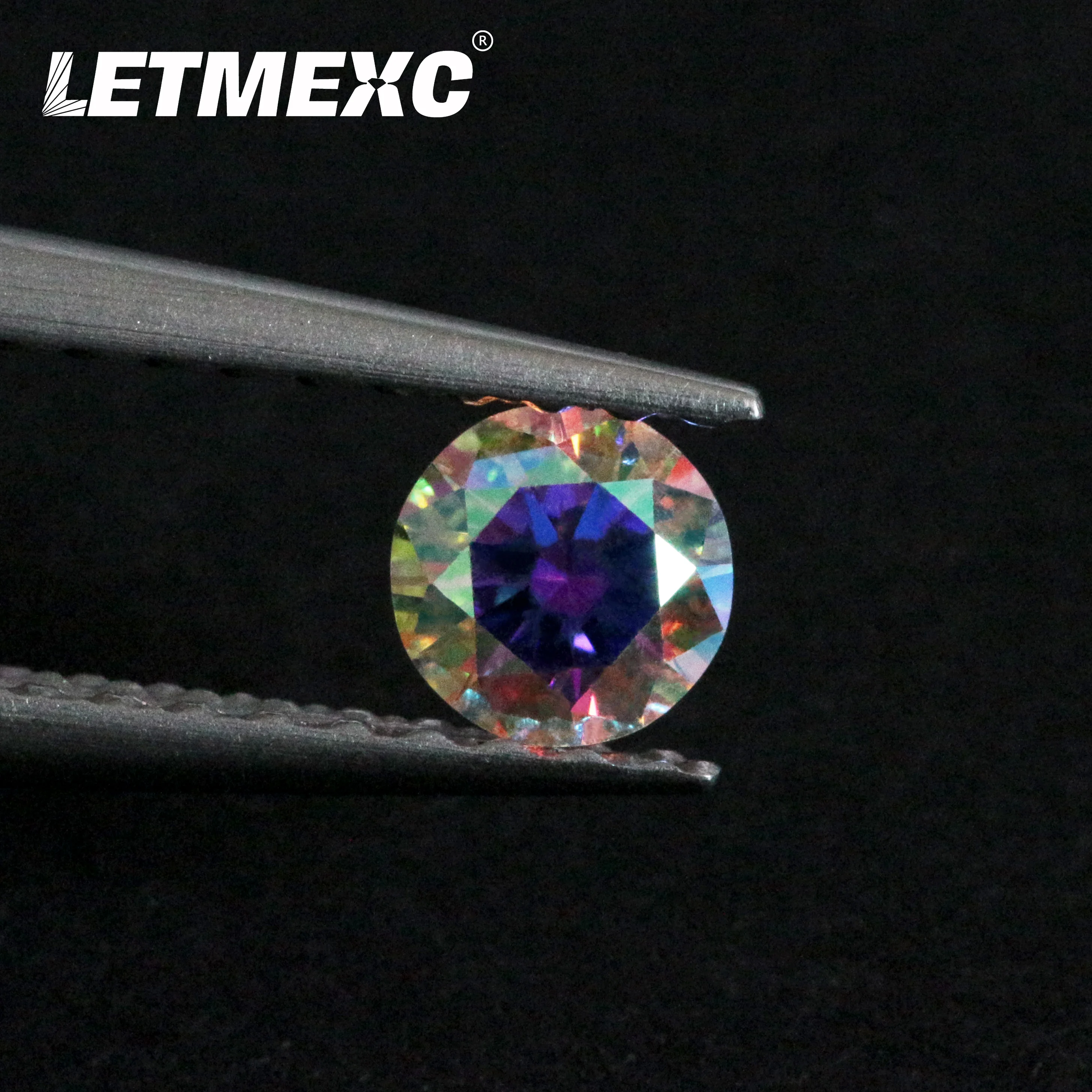 LETMEXC New Round Machine Cut Synthetic Colorful CZ Mistyc Loose Stone Cubic Zirconia Stone Jewelry Raw Materials