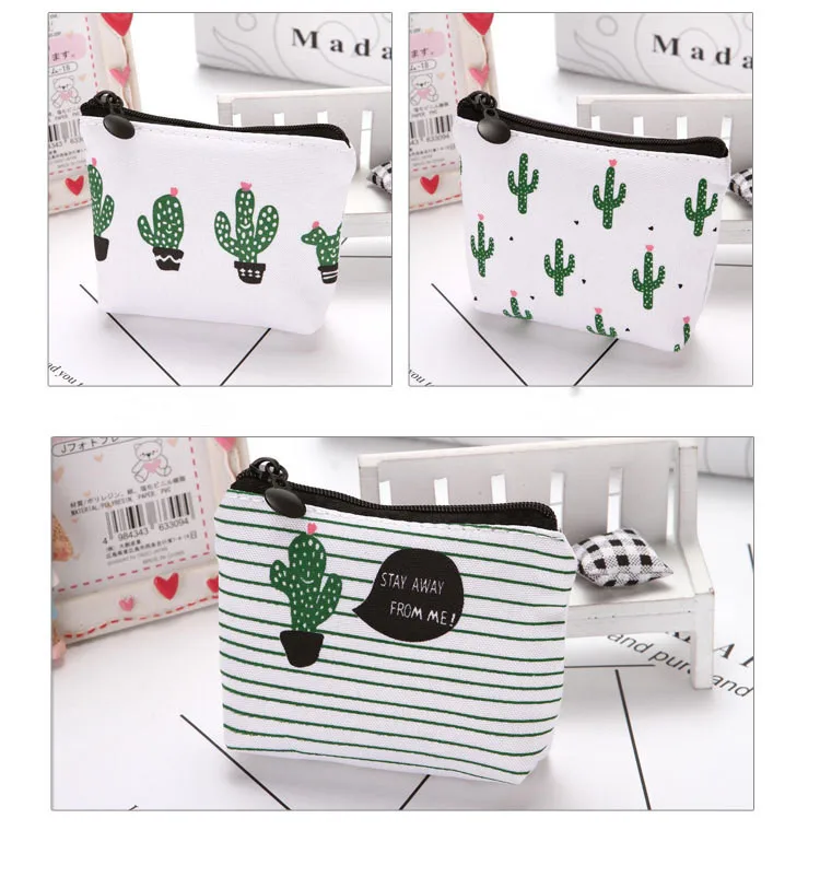 Small canvas  eco friendly cotton gifting bags mini organza storage coin purse cactus