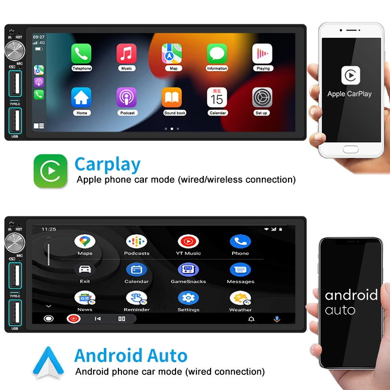 autoradios 1din carplay 6.86inch universal car stereo carplay mp5 radio car player