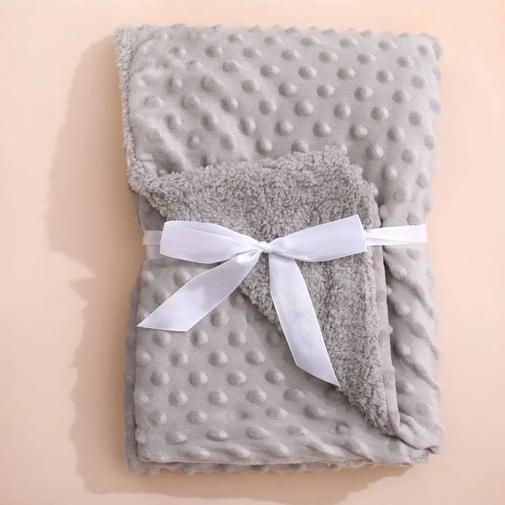 Wholesale Custom Super Soft Warm Fleece Baby Blankets Nursery Minky Dot Blankets for Newborns  Blankets for winter