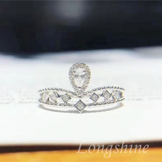 Wholesale Queen Crown Shaped High Quality Certified Diamond 18K Solid Gold Rings