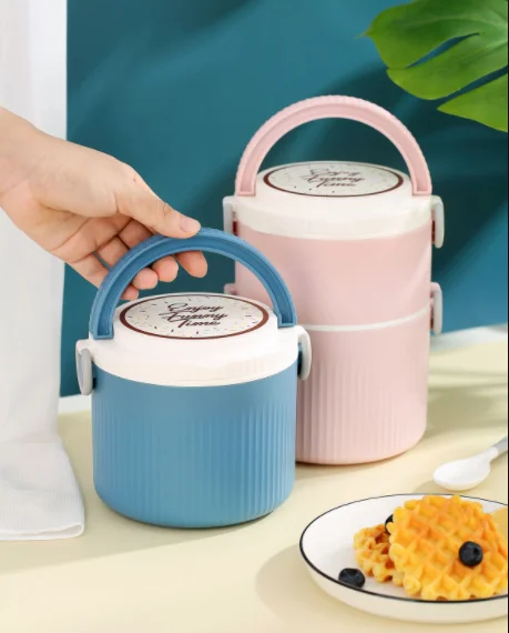 Wholesales Amazon Plastic Round Large 1/2 Layers Lunch Meal Box Adult LunchBox Container for kids