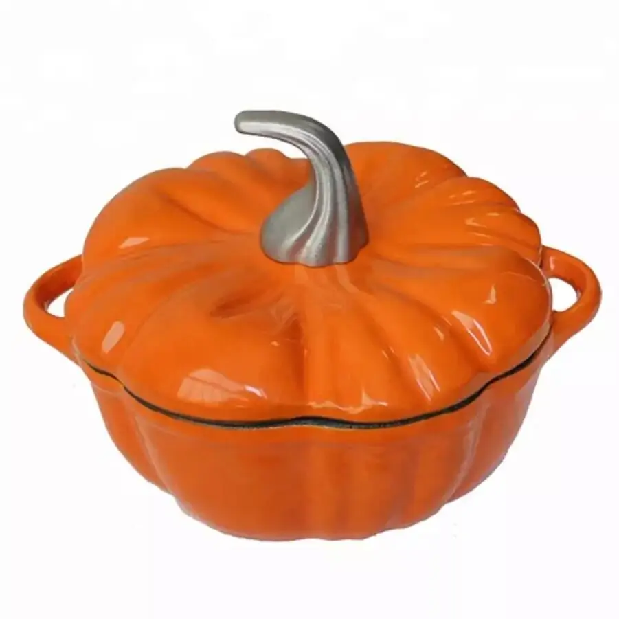 Pumpkin Enamel Cast Iron 25Cm Cookware Sets Mini Dutch Oven Belly Pot Set Enameled Stew Pot Soup Pot