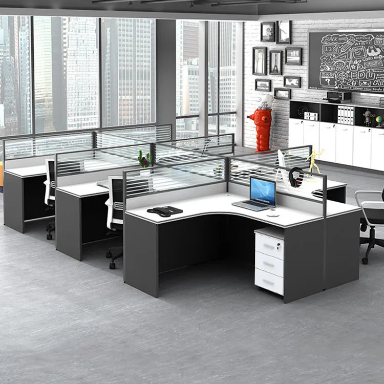 China Manufacturer Modern Modular Office Furniture Workstation 4 Seater Office Workstation Desk