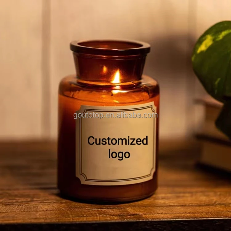 Wholesale matte Amber 8 oz 10 oz 12 oz glass candle jar container with lid