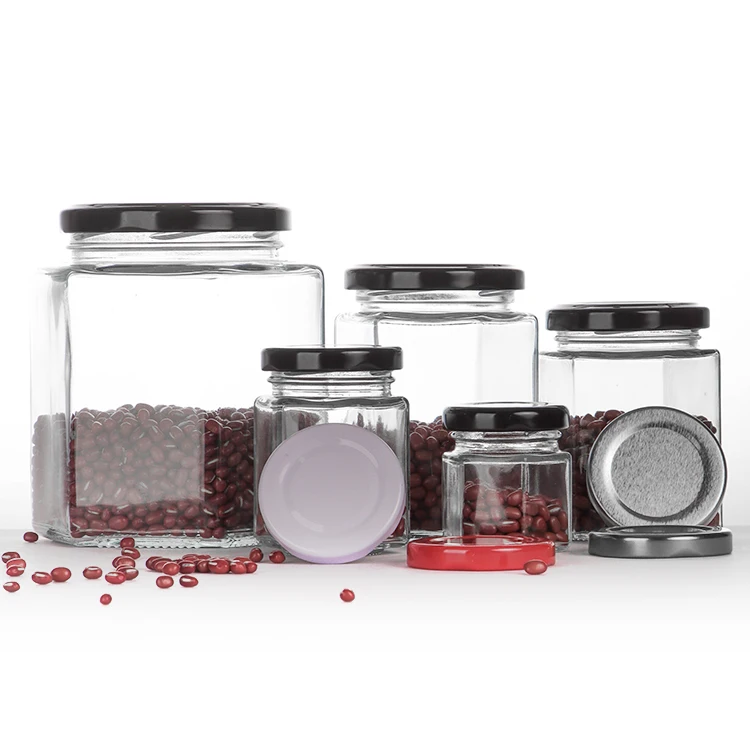 High Quality 250Ml 500Ml Hexagonal Jam Jar Honey Jar With Twist Off Lid