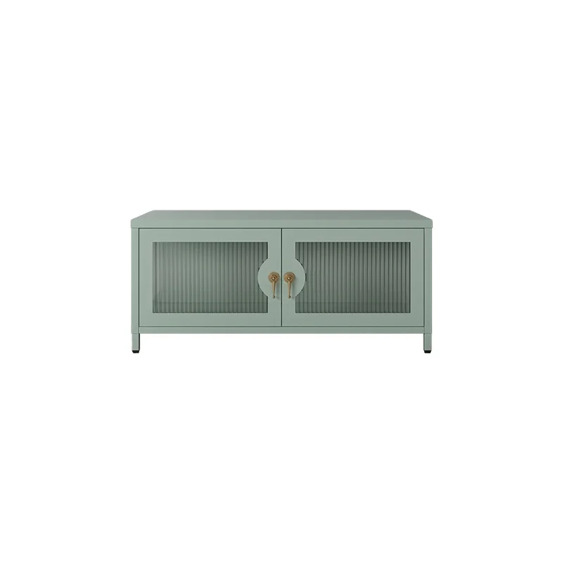 High Quality Supplier Tv  Stand cabinet 2 door wave glass tv cabinet living room furniture green color