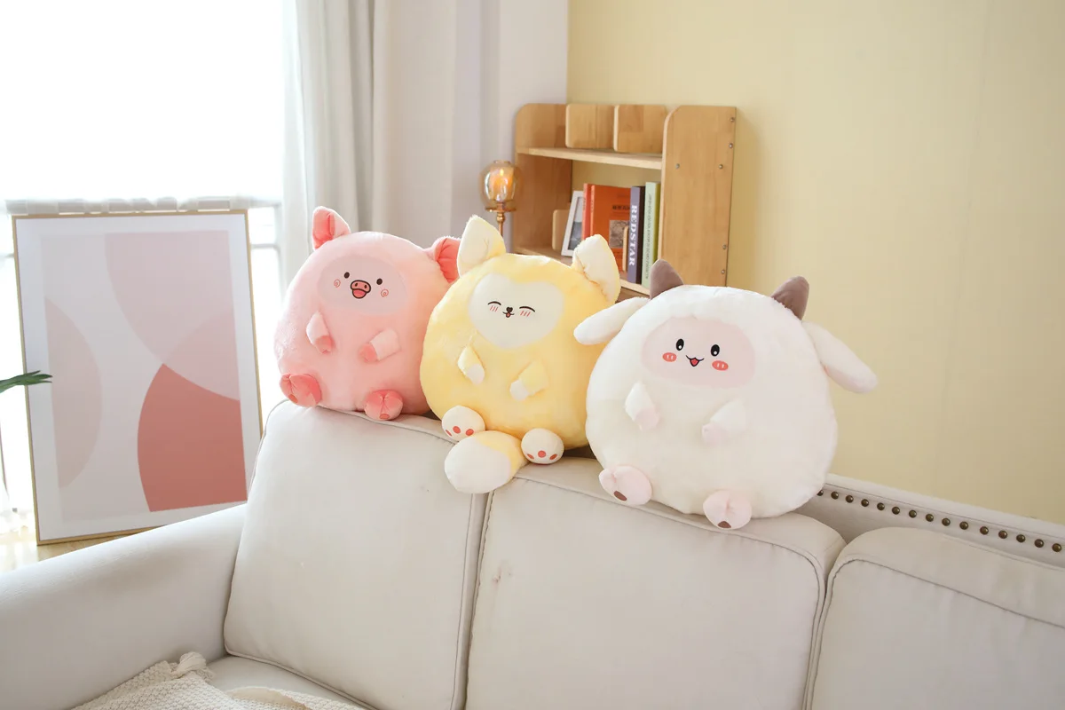 New Design Stuffed Animal Plush Toy Cute Animal Doll Rabbit Fox Soft Animal Shape Throw Pillow