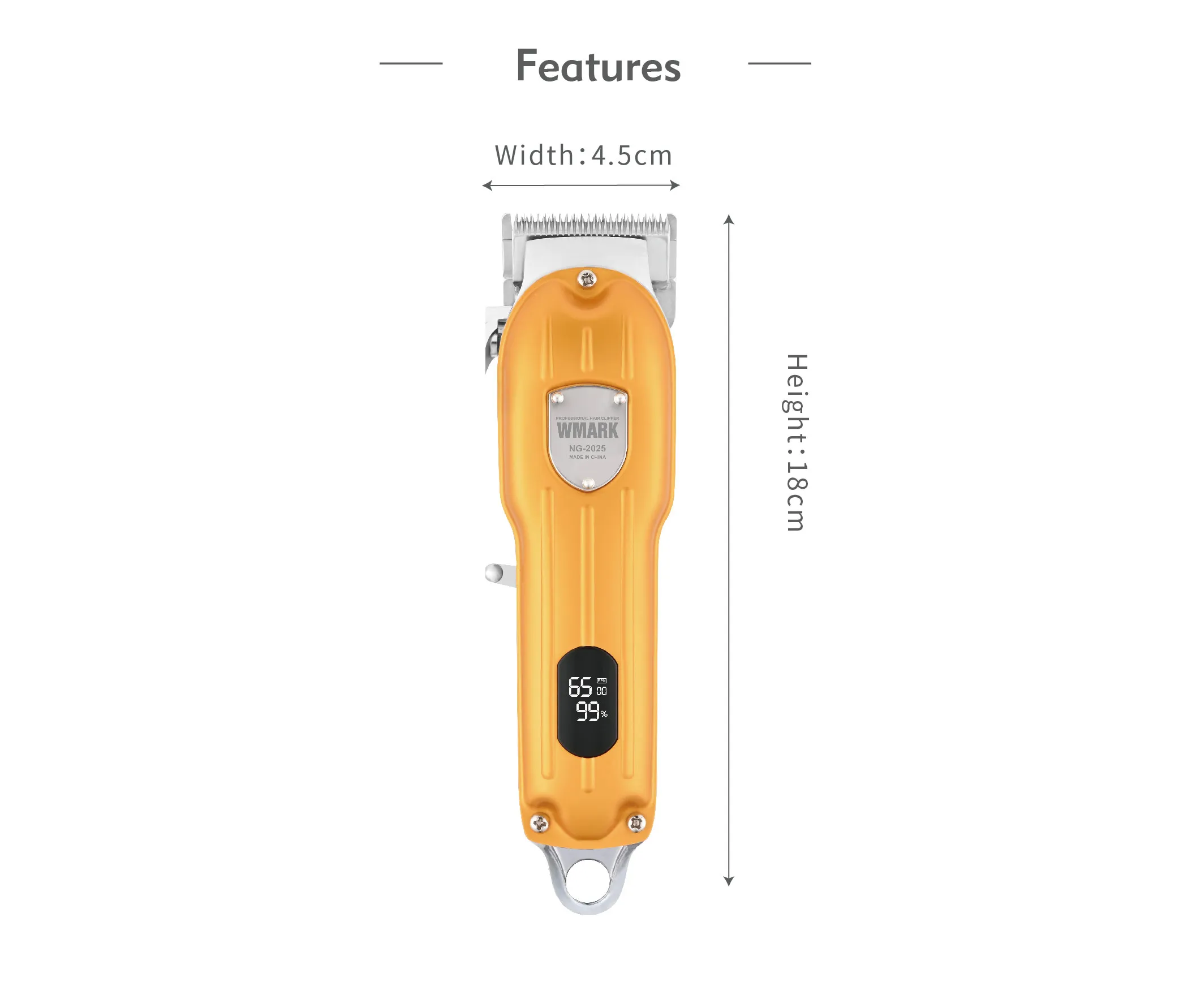 WMARK NG-2025B RTS All Metal Housing Led Display Stainless Blade 6500RPM Professional Hair Trimmer barber Hair Clippers