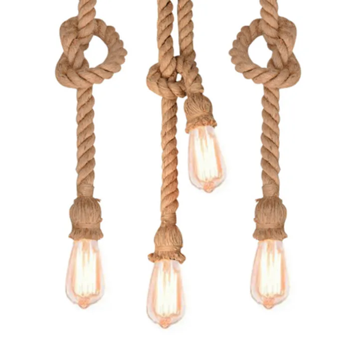 Vintage Hemp Rope Electric Cord Wire for DIY E27 Edison Bulb Pendant Light Decor Lamp Single Natural Jute Light Blub