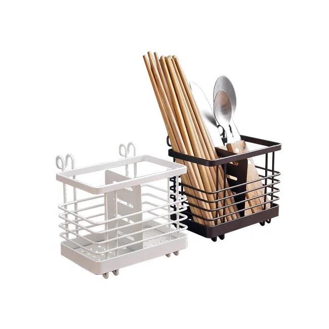 Hanging Metal Mesh Utensil Drying Rack Draining Basket for Chopsticks Spoon Fork Knife Holder