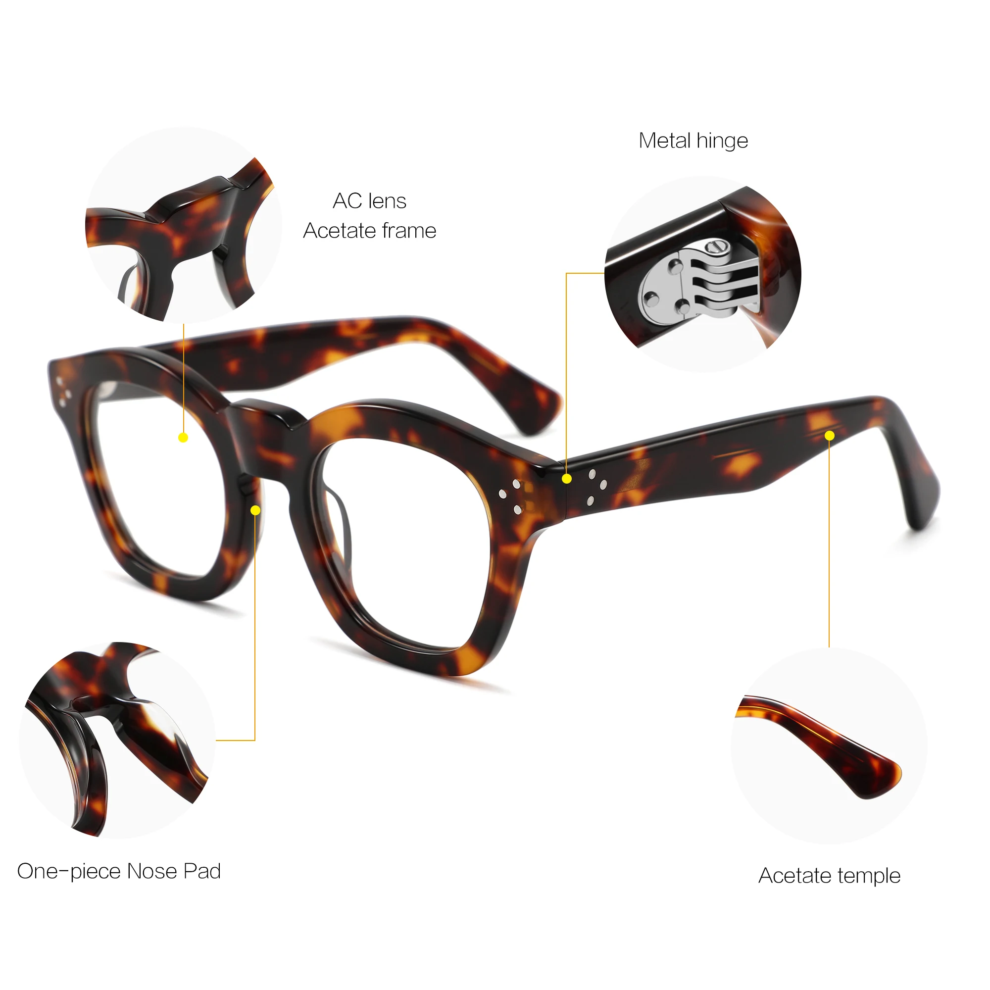 2023 Customized Metal Logo High Quality fashionable Thick Acetate Glasses Round Optical Frame For Mens Women