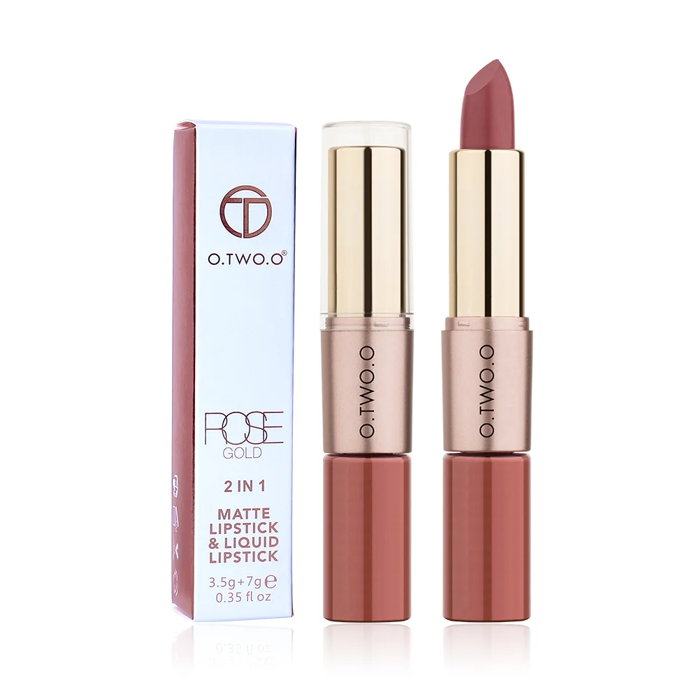 O.TWO.O Matte Lip Gloss Hot Selling Velvet Liquid Lipstick Long-Lasting Moisturizing Makeup Cosmetic with Double Head