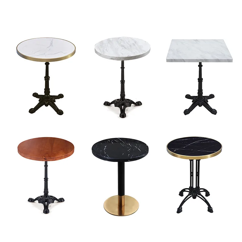 Modern dining round marble wood cafe restaurant tables and chairs