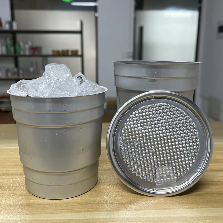 100% Recycledportable Sturdy Disposable Company Promotion Gifts Aluminum Cup Custom Logo Metal Cup With Lid