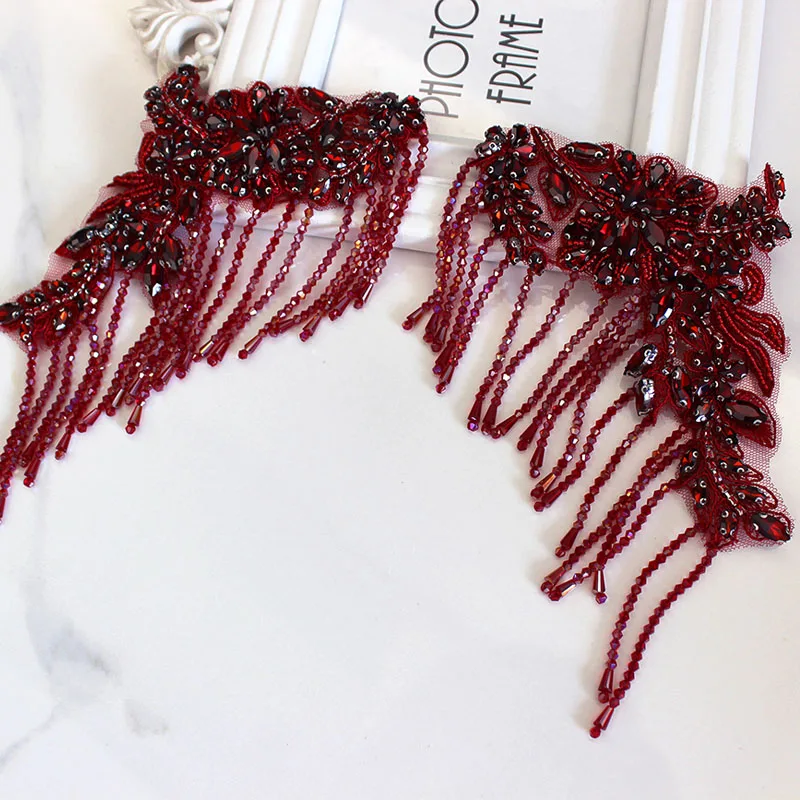 Кисточка кристалл горный хрусталь свадебный воротник вышитый бисером Цветочная аппликация для одежды декоративная нашивка