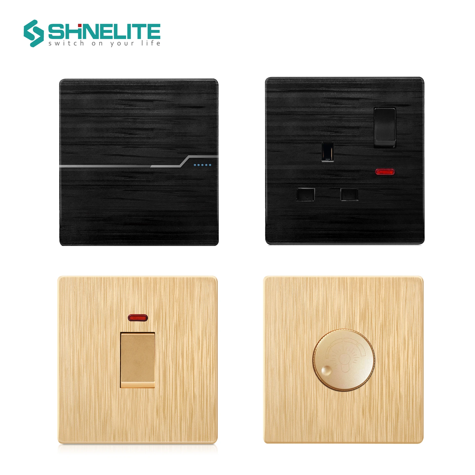 SHINELITE 2024 New design 13A wall switches and sockets electrical accessories plastic switch 1 2 3 4 gang light switch