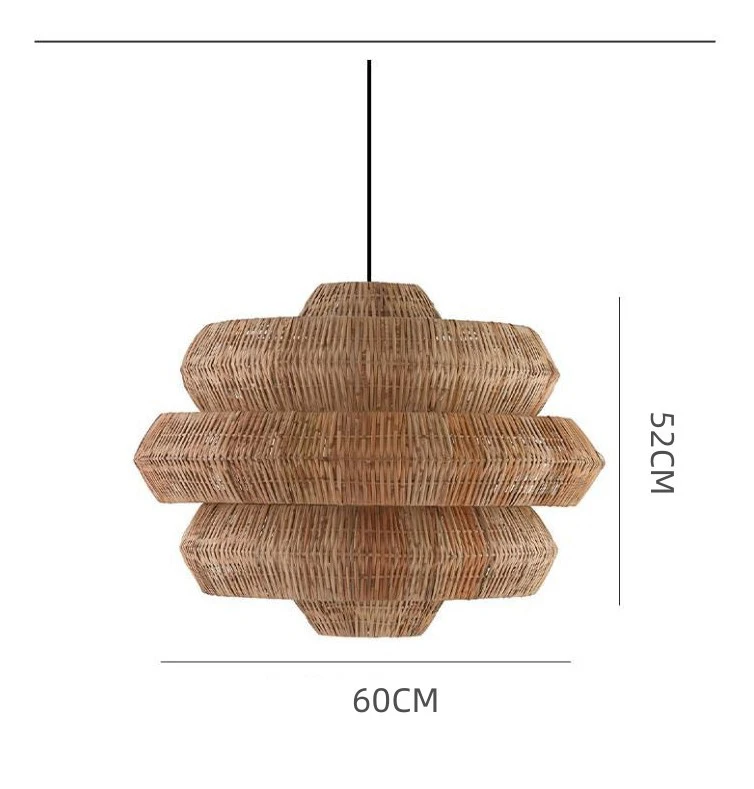 Hand-woven Creative Vintage Chandeliers Rattan Art Lamps In Hotel Restaurants And Bedrooms