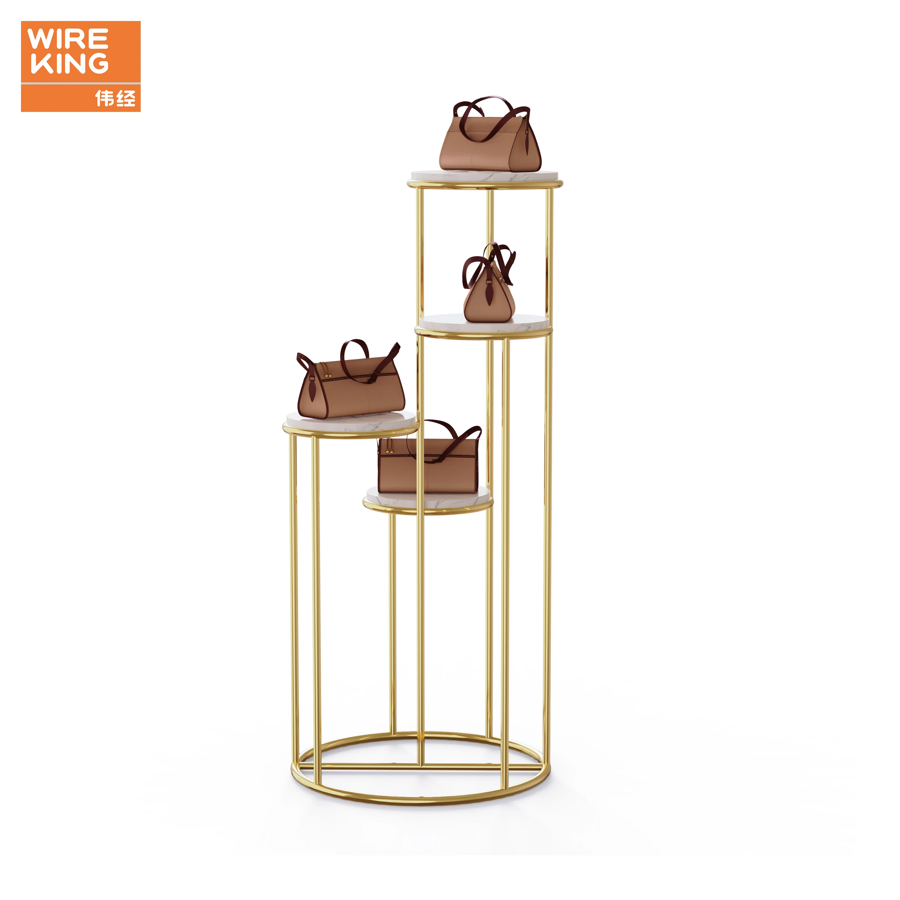 Customization Bag Store display Stand Gold Black Window Showcase Display Rack Retail Bag  Display Rack