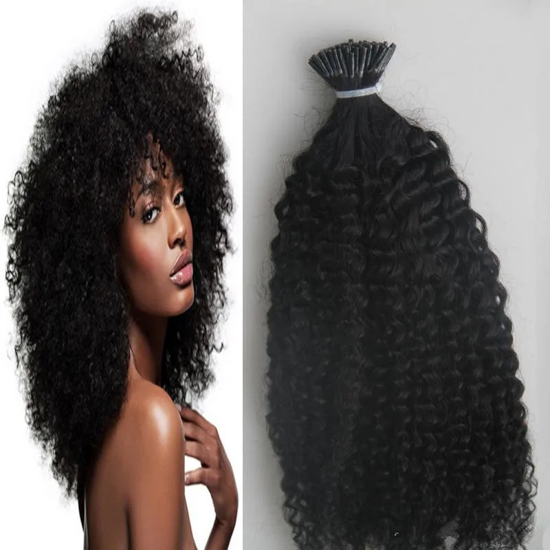 i Tip  Human Hair  Kinky Curly prebonded Keratin Hair Extensions 4c Microlinks hair extention For Black Women