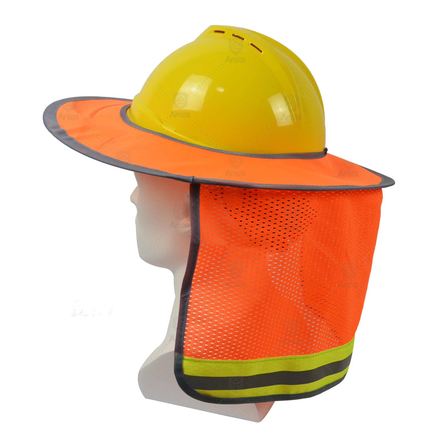 Wholesale new high quality safety helmet sun shade hard hat neck shield with hi vis reflective stripe