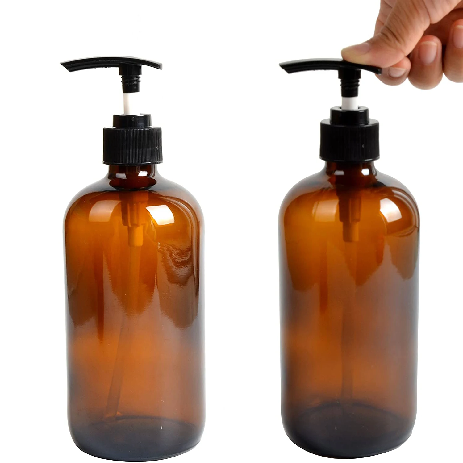 custom wholesale 8oz 16oz 32oz amber glass lotion soap dispenser pump bottle