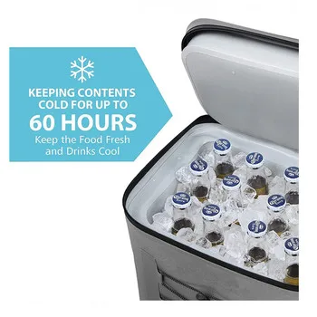 Grey Waterproof 24cans Soft Cooler Soft Sided Cooler Bag Tiktok Portable Large Beach Cooler Leakproof Insulated Hopper