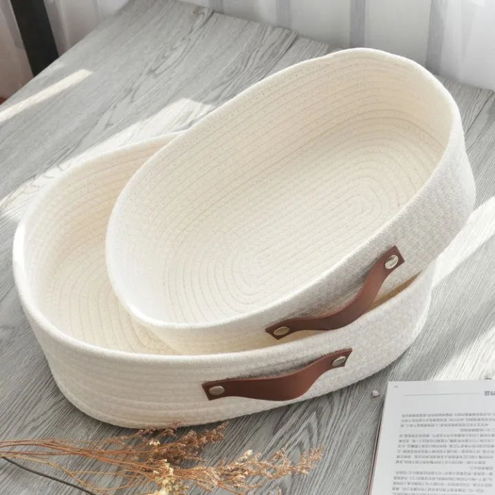 Cotton rope storage basket snack cosmetics storage box desktop cotton knitting storage basket
