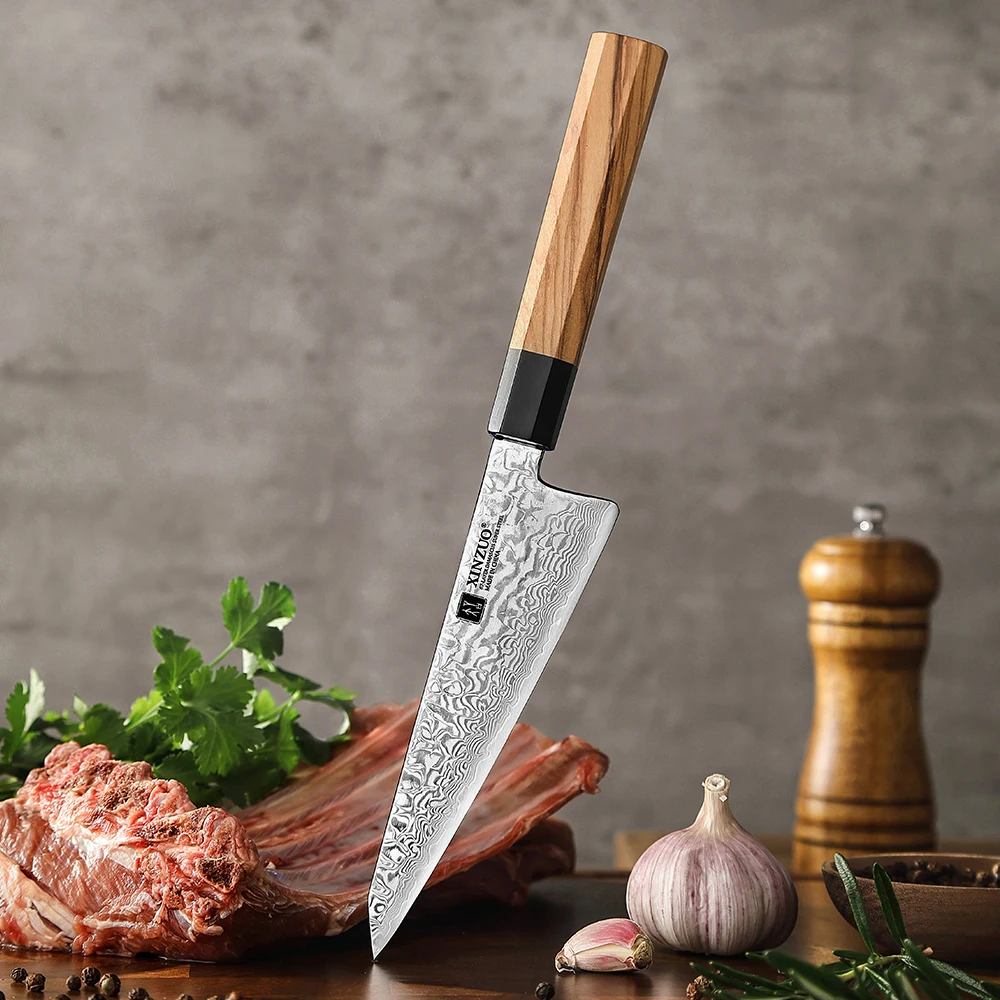 XINZUO New Damascus Steel Honesuki Knife 6' High Carbon Japanese Boning Knives