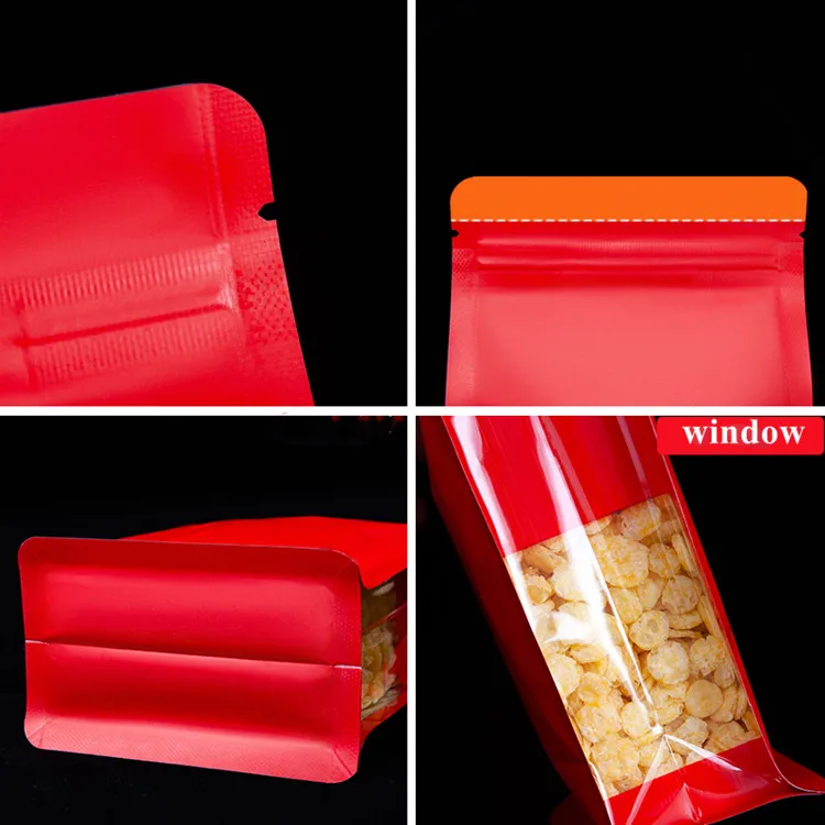 Smell Proof Aluminum Foil Zip Lock Window Stand Up Matt Pouch Tea Coffee Beans Snack Powder Heat Sealing Mylar Packaging Bags