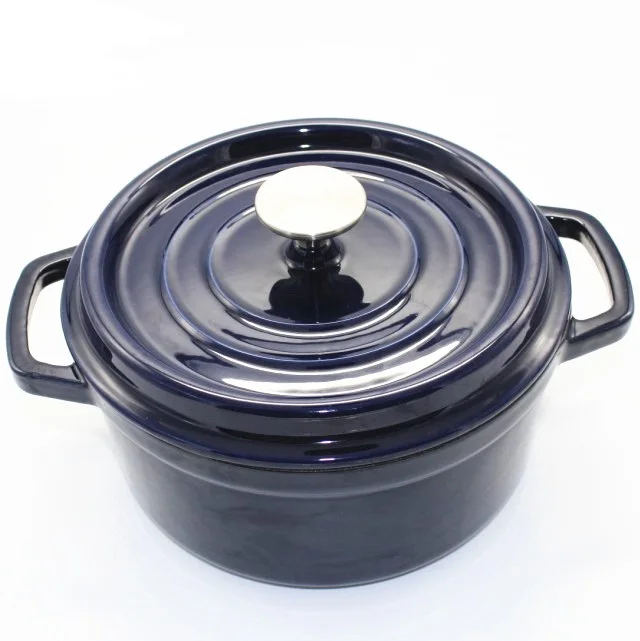 Enameled Cast Iron Dutch Oven Pre-seasoned Casserole Pot with Lid & Handles