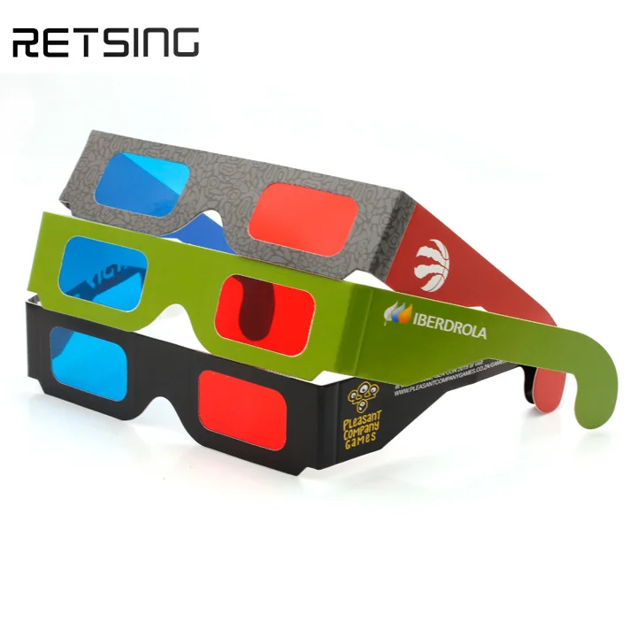 Paper Frame 3D Glasses Red Blue / Cyan Color Custom Design Promotional Gifts disposable Cardboard Paper Glasses