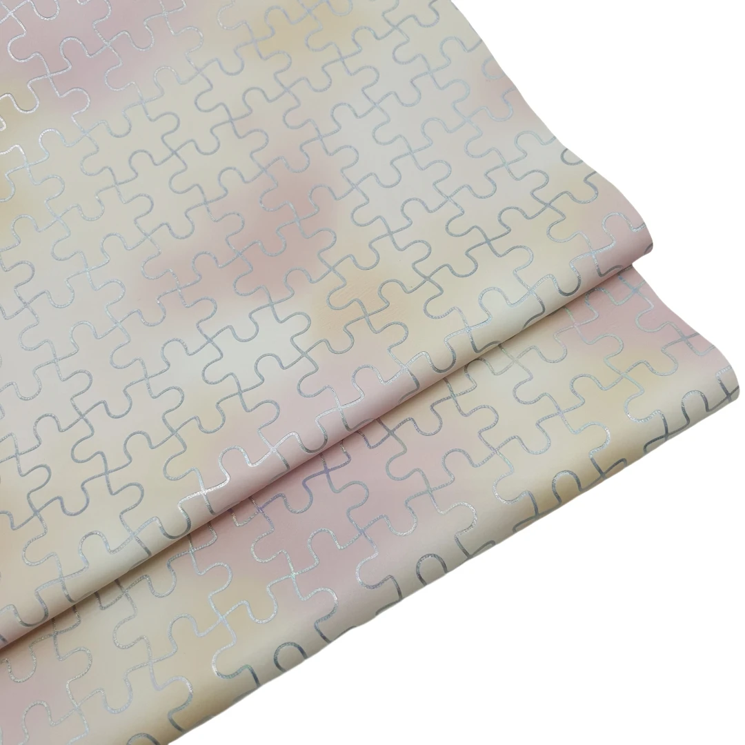 Puzzle PU leather, dreamy girl colorful phantom lines for student school bag pencil case shoes