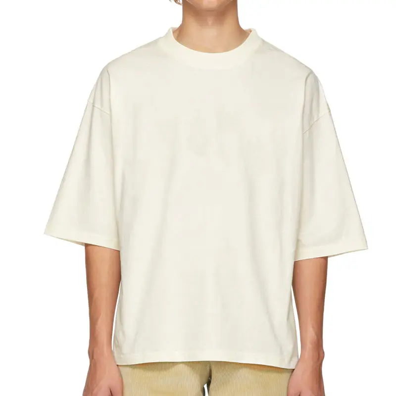 Plain t shirt high quality big and tall clothing men boxy t shirt custom mocks neck white oversize t-shirt