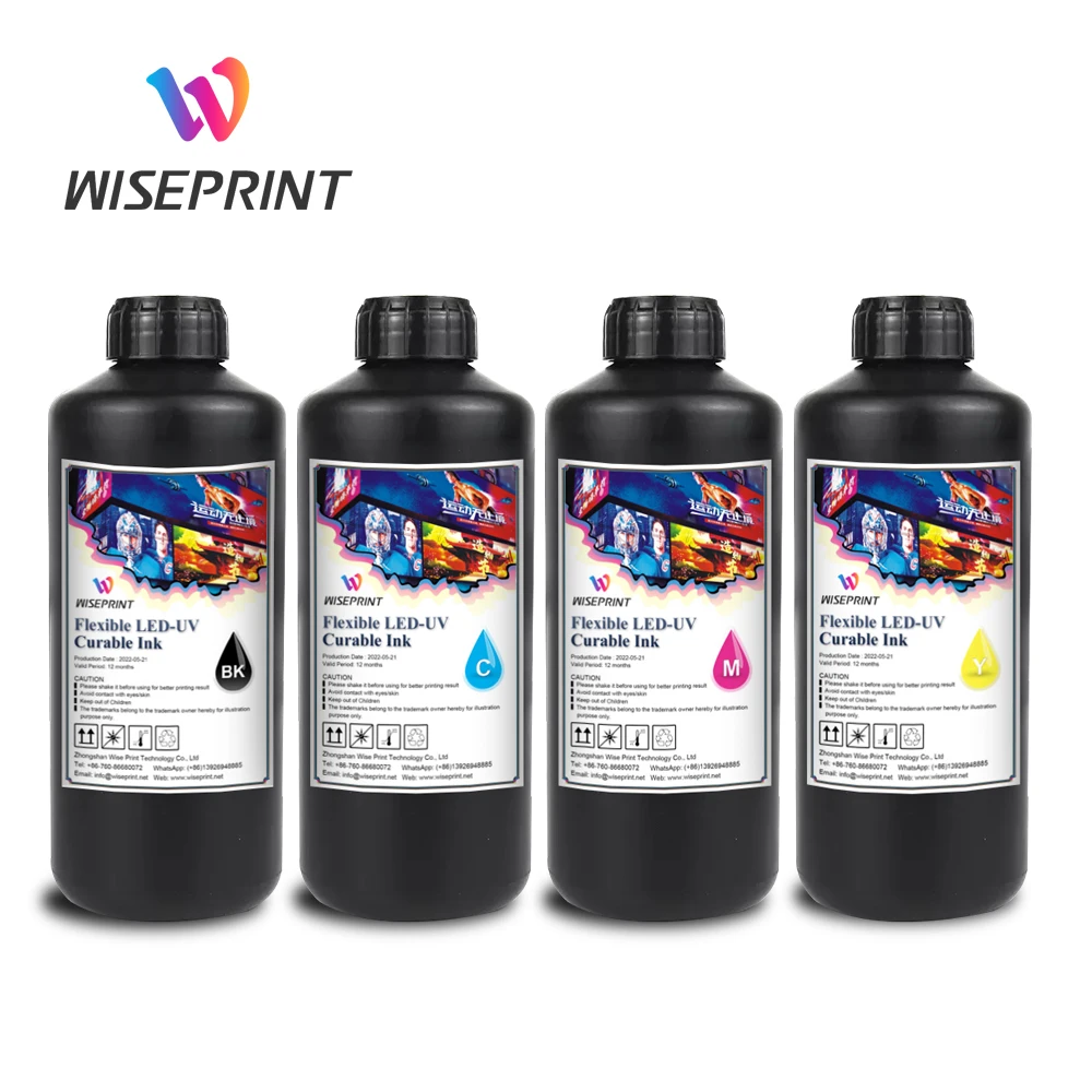 Wiseprint, совместимые с Seiko Konica 1024i 1024A Toshiba, гибкие светодиодные УФ-отверждаемые чернила для принтеров рекламной печати