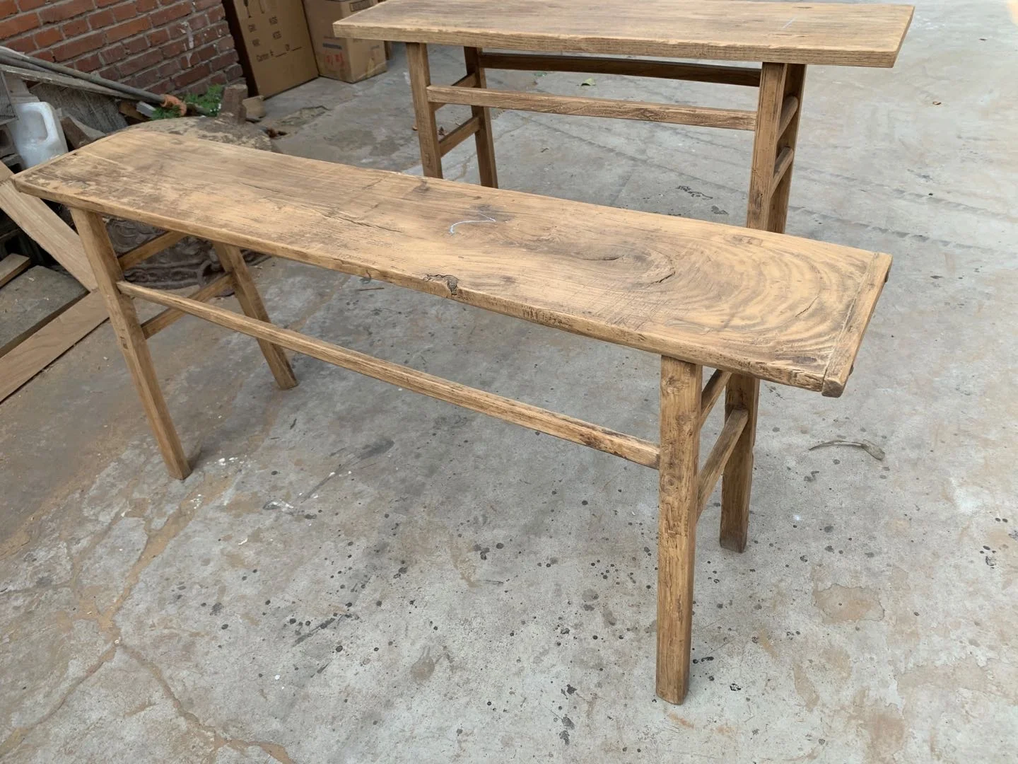 Chinese antique vintage long reclaimed elm wood rustic entry wall console table