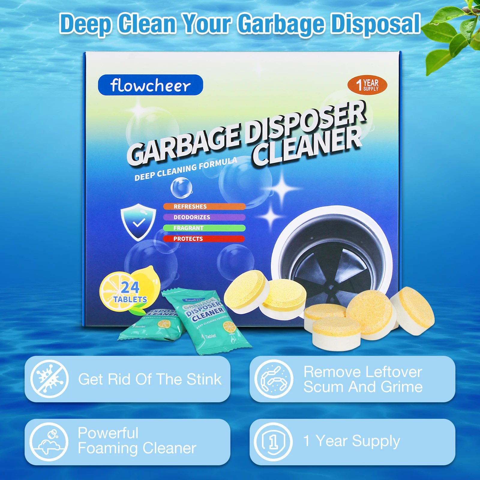 Manufacture Of Fresh Scent Weekly Foaming Drain and Pipe Cleaner Sink Garbage Disposal Cleaner, Freshener & Deodorizer