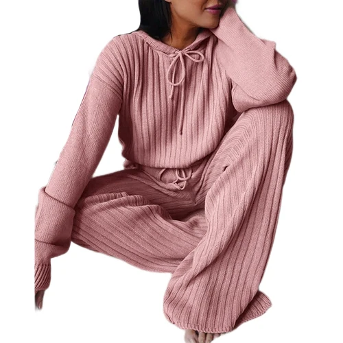 Women homewear sets Solid Color Tracksuit Two -Piece Set Long Sleeve Top Loose Pants Women Lounge Clothing Casual Home Wear